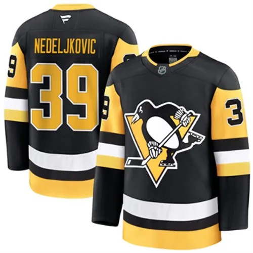 Men's Pittsburgh Penguins Fanatics Alex Nedeljkovic Authentic 2024-25 Home Black Stitched NHL Hockey Jersey