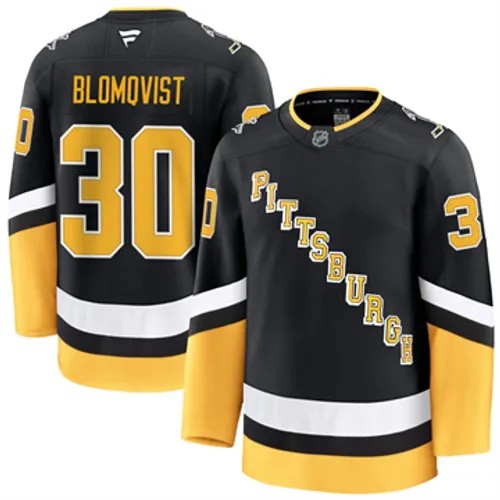 Men's Pittsburgh Penguins Fanatics Joel Blomqvist Authentic 2024-25 Alternate Black Stitched NHL Hockey Jersey