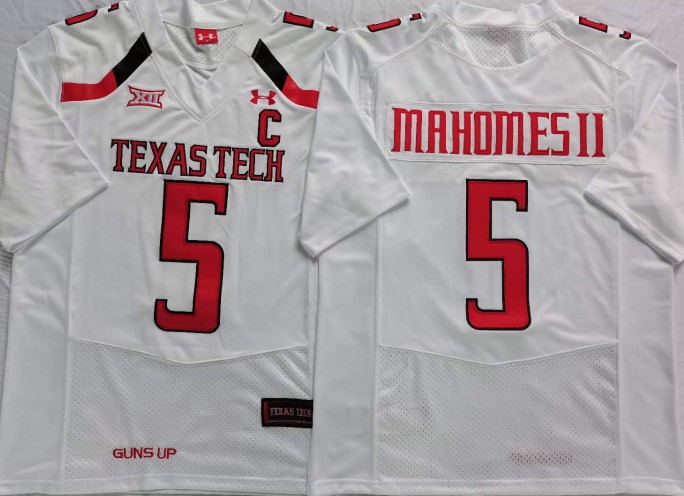 Men's Texas Tech Red Raiders #5 Patrick Mahomes II Under Armour White Stitched College Football Jersey