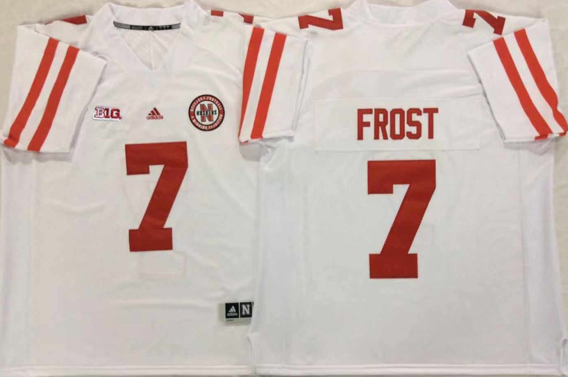 Men's NCAAF Nebraska Cornhuskers #7 Scott Frost Adidas White Stitched College Football Jersey