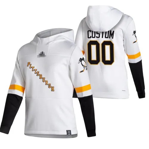 Customized Men's Pittsburgh Penguins Printing Reverse Retro Hoodie White