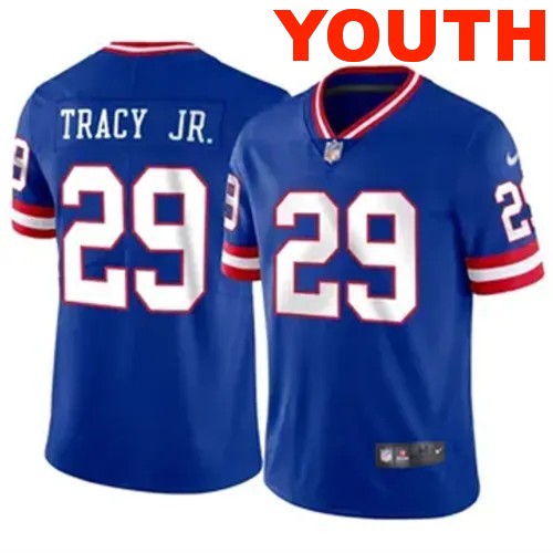 Youth New York Giants #29 Tyrone Tracy Jr. Classic Vapor F.U.S.E. Limited Royal Nike Stitched NFL Football Jersey