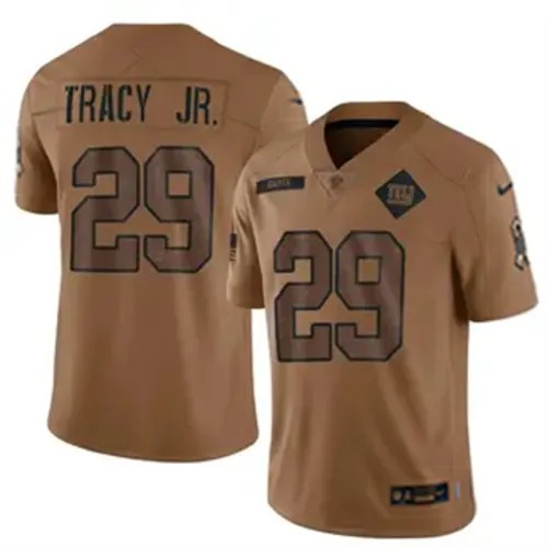 Men's New York Giants #29 Tyrone Tracy Jr. Vapor Limited 2023 Salute to Service Brown Nike Stitched NFL Football Jersey