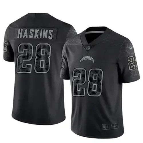 Men's Los Angeles Chargers #28 Hassan Haskins Vapor Limited Reflective Black Nike Stitched NFL Football Jersey