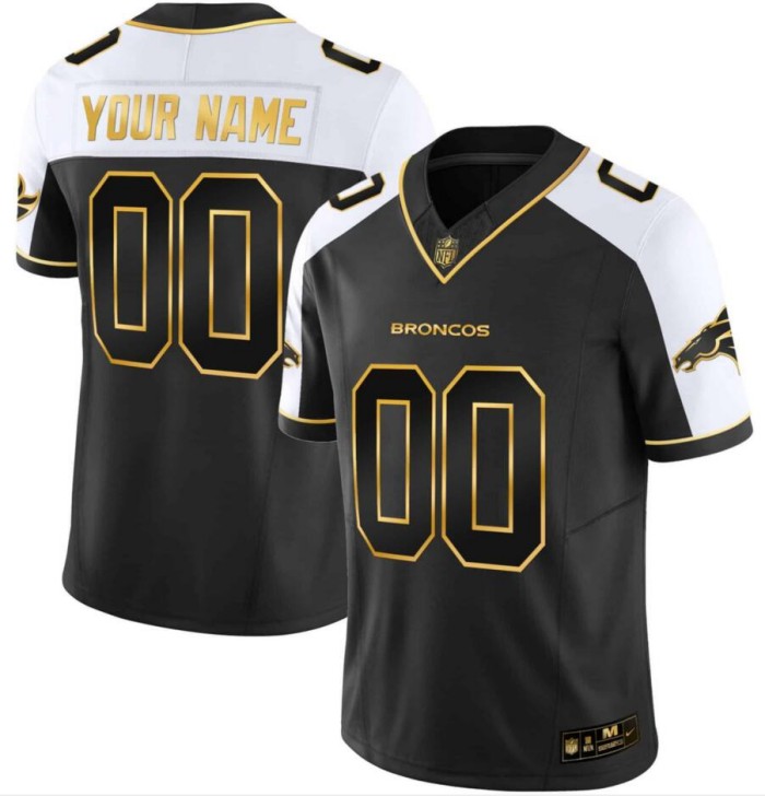 Customized Men's Denver Broncos Black Gold 2024 F.U.S.E. Vapor Limited Stitched Football Jersey