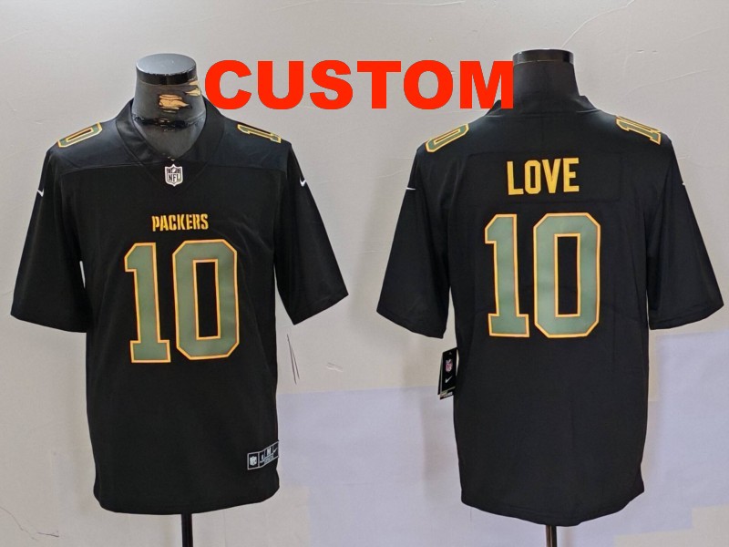 Men's Green Bay Packers ACTIVE PLAYER Custom Black Fashion Vapor Limited Stitched Football Jersey