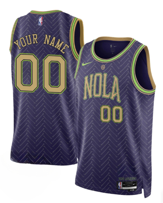 Men's New Orleans Pelicans Customized Purple 2024-25 City Ediiton Stitched Basketball Jersey