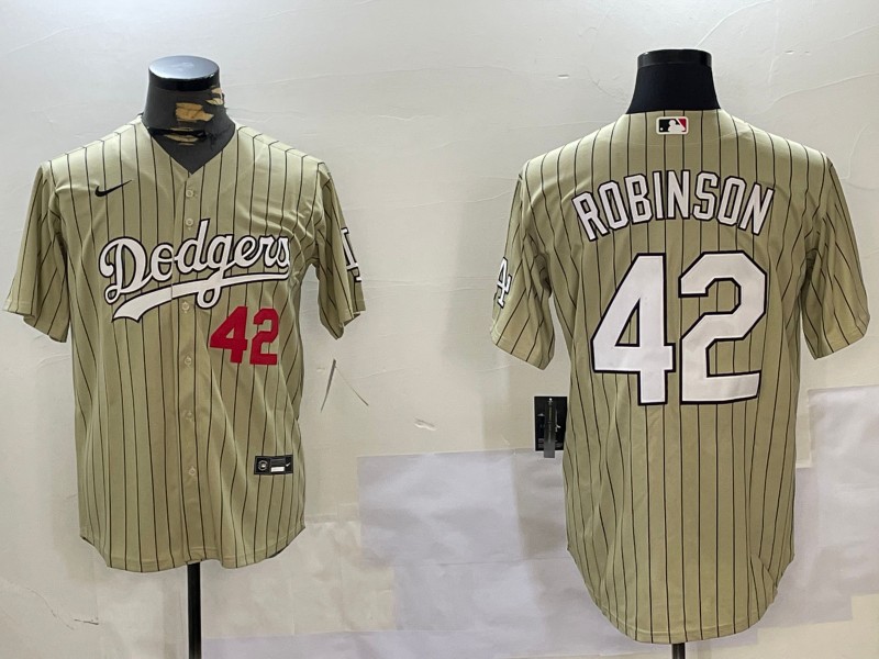 Men's Los Angeles Dodgers #42 Jackie Robinson Cream Cool Base Stitched Baseball Jerseys