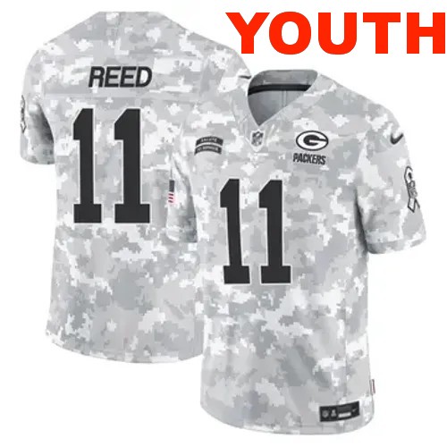 Youth Green Bay Packers Nike #11 Jayden Reed Vapor Limited 2024 Salute to Service Arctic Camo Stitched NFL Jersey