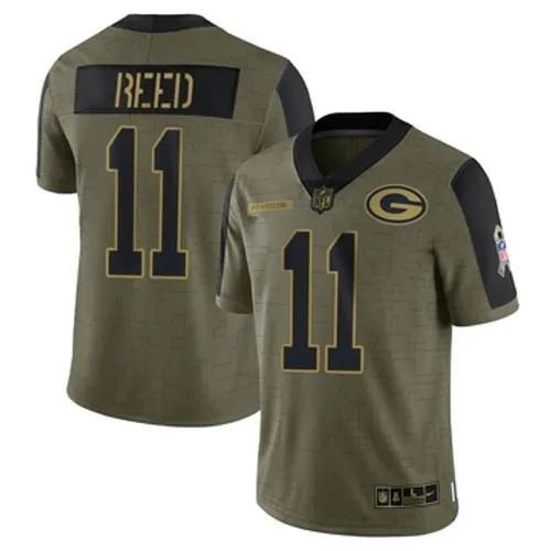 Men's Green Bay Packers Nike #11 Jayden Reed Vapor Limited 2021 Salute to Service Olive Stitched NFL Jersey