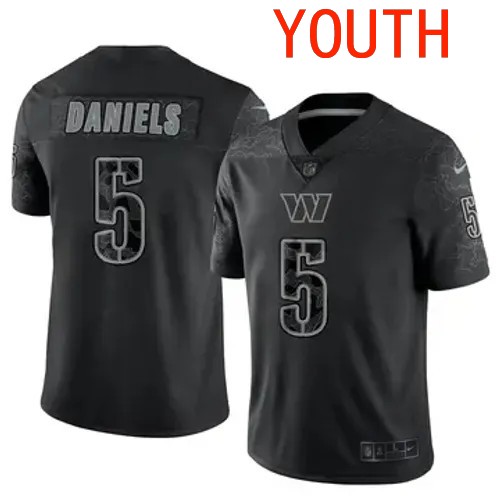 Youth Washington Commanders #5 Jayden Daniels Vapor Limited Reflective Black Nike Stitched NFL Jersey