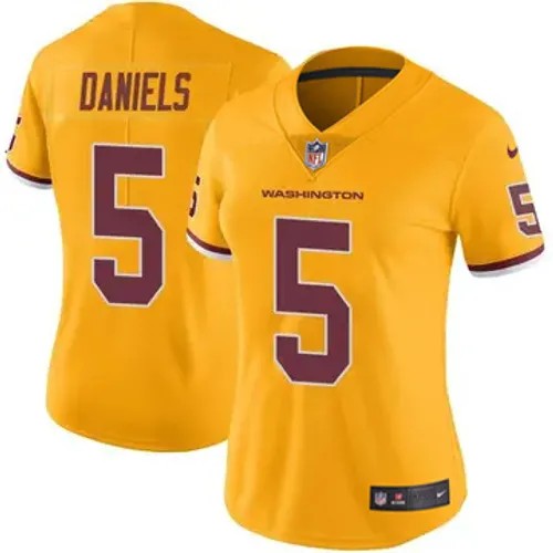 Women's Washington Commanders #5 Jayden Daniels Vapor Limited Color Rush Gold Nike Stitched NFL Jersey