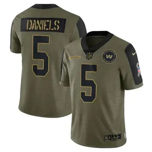 Men's Washington Commanders #5 Jayden Daniels Vapor Limited 2021 Salute to Service Olive Nike Stitched NFL Jersey