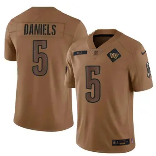 Men's Washington Commanders #5 Jayden Daniels Vapor Limited 2023 Salute to Service Brown Nike Stitched NFL Jersey