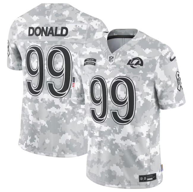 Youth Los Angeles Rams #99 Aaron Donald 2024 F.U.S.E Arctic Camo Salute to Service Limited Stitched Football Jersey