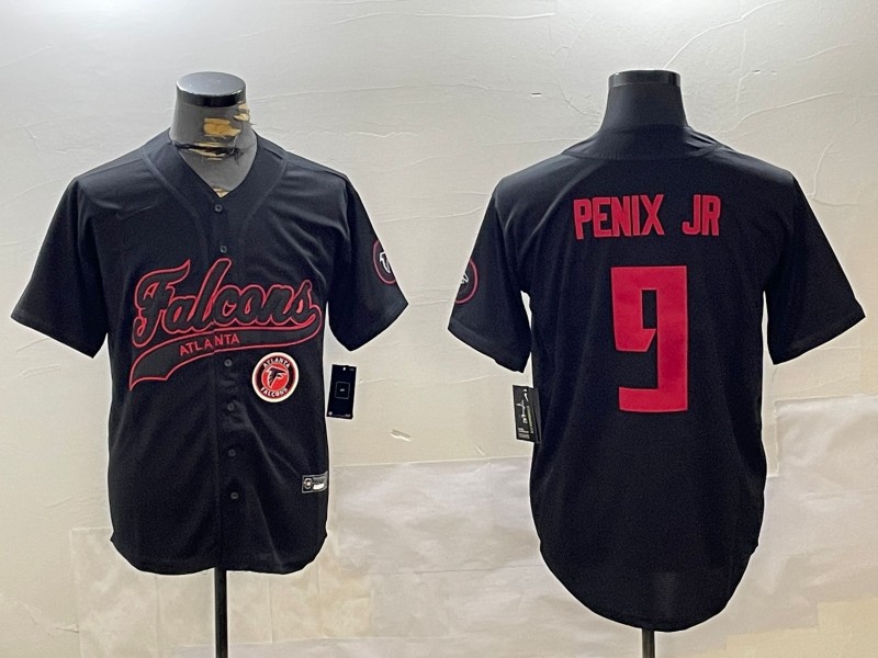 Men's Atlanta Falcons #9 Michael Penix Jr Black Cool Base Baseball Stitched Jersey