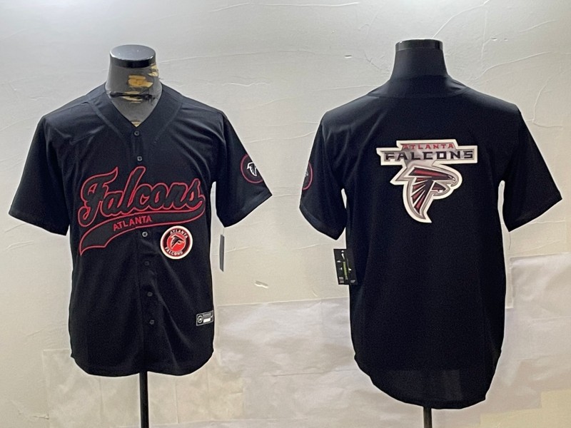 Men's Atlanta Falcons Blank With Big Logo Black Cool Base Stitched Baseball Jersey