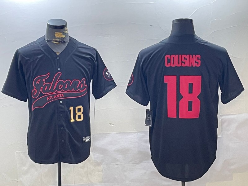 Men's Atlanta Falcons #18 Kirk Cousins Black Cool Base Stitched Baseball Jerseys