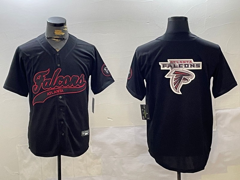 Men's Atlanta Falcons Blank With Big Logo Black Cool Base Stitched Baseball Jerseys