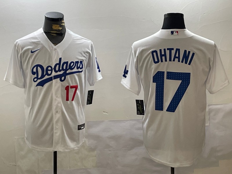 Men's Los Angeles Dodgers #17 Shohei Ohtani Fashion White Cool Base Stitched Baseball Jerseys