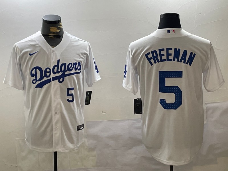 Men's Los Angeles Dodgers #5 Freddie Freeman Fashion White Cool Base Stitched Baseball Jersey 03