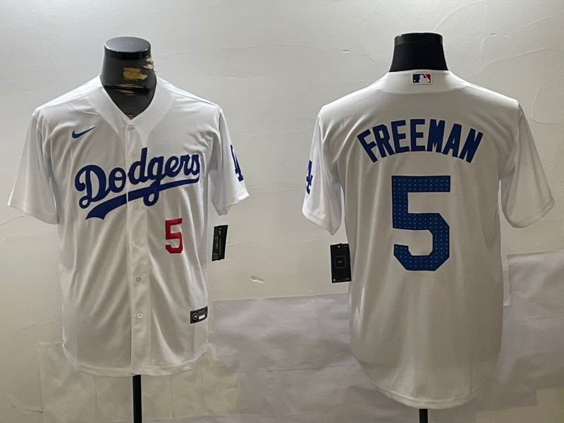 Men's Los Angeles Dodgers #5 Freddie Freeman Fashion White Cool Base Stitched Baseball Jerseys