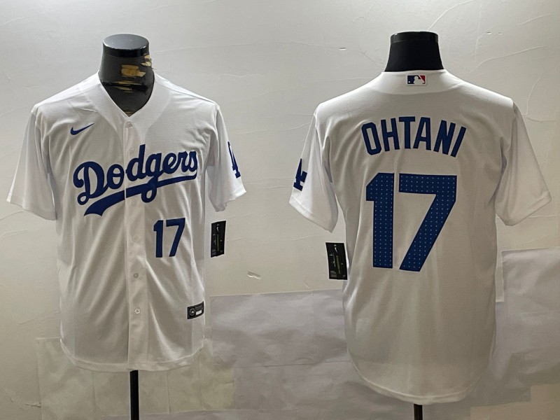 Men's Los Angeles Dodgers #17 Shohei Ohtani Fashion White Cool Base Stitched Baseball Jersey 04