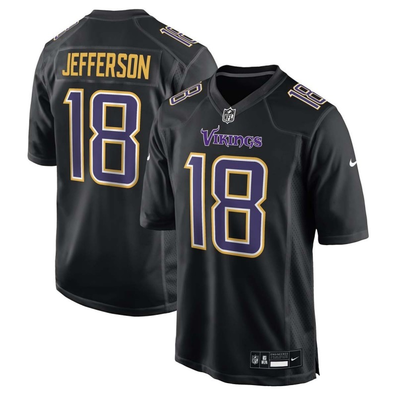 Men's Nike Minnesota Vikings #18 Justin Jefferson Black Fashion Chase Jersey