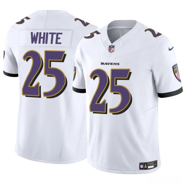 Men's Baltimore Ravens #25 Tre'Davious White Black 2023 F.U.S.E Vapor Limited Football Jersey