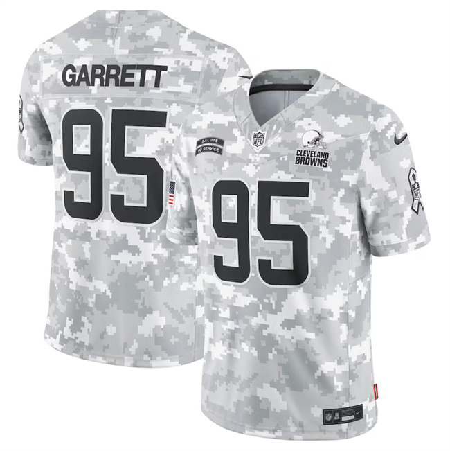 Youth Cleveland Browns #95 Myles Garrett 2024 F.U.S.E Arctic Camo Salute to Service Limited Stitched Football Jersey