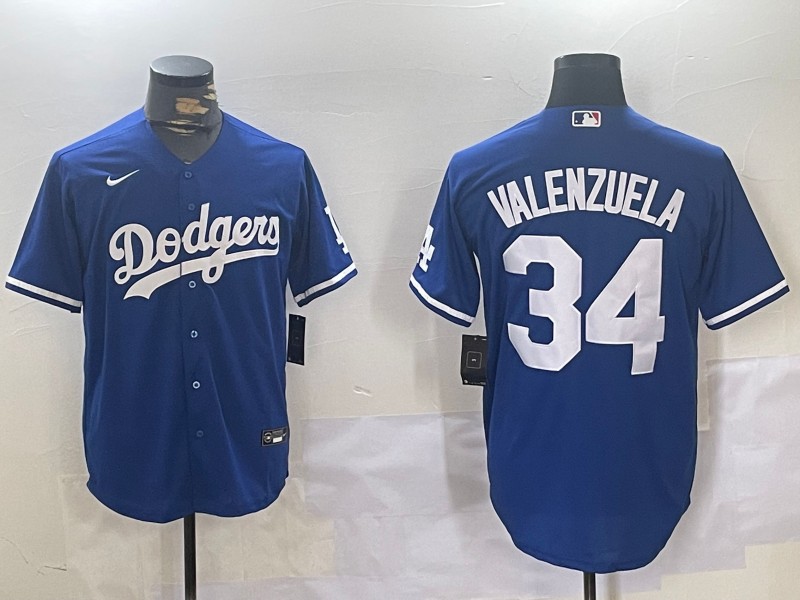 Men's Los Angeles Dodgers #34 Fernando Valenzuela Blue Cool Base Stitched Jersey