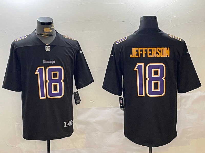 Men's Minnesota Vikings #18 Justin Jefferson Nike Black 2024 F.U.S.E. Vapor Limited Stitched Jersey