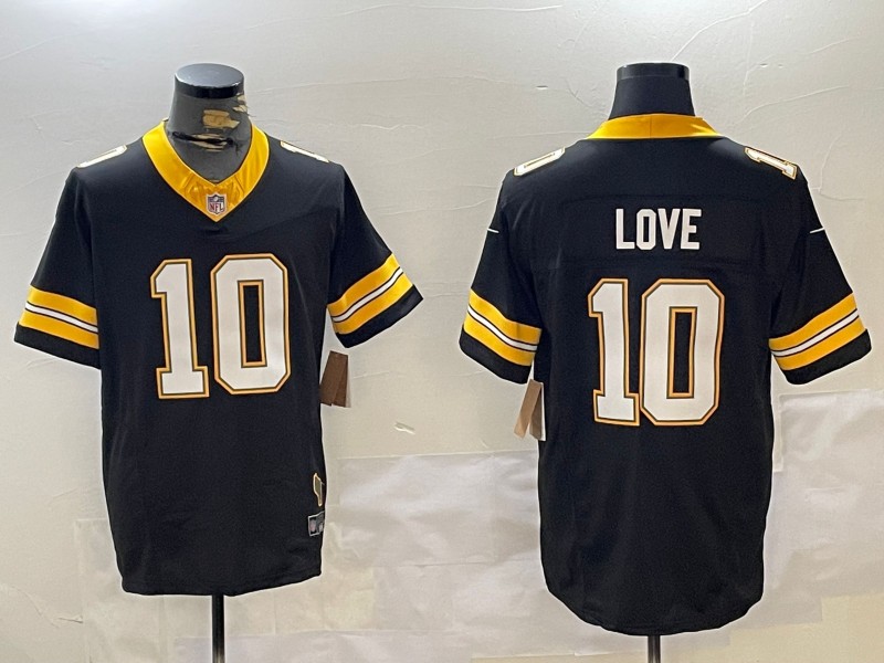 Men's Green Bay Packers #10 Jordan Love Black 2023 F.U.S.E. Home Patch Vapor Untouchable Limited Stitched Jersey