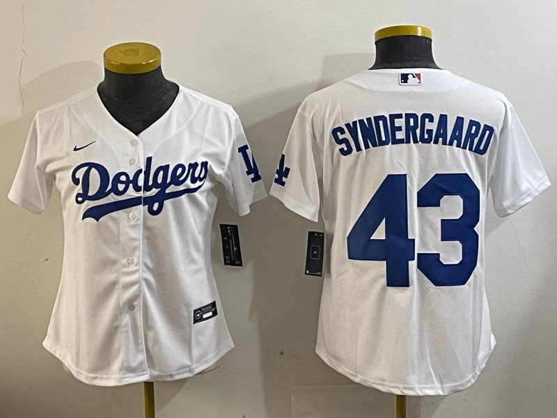 Women's Los Angeles Dodgers #43 Noah Syndergaard White Limited Stitched Baseball Jerseys