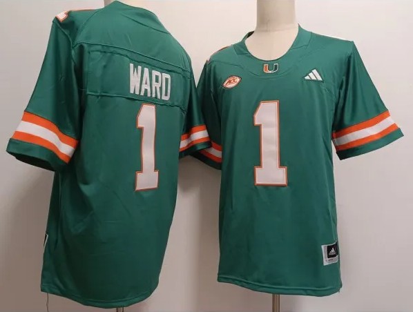 Men's Miami Hurricanes Nike #1 Cam Ward Green F.U.S.E. Stitched College Football Jersey