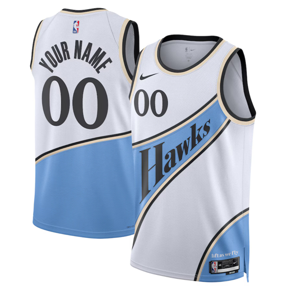 Men's Atlanta Hawks Customized White 2024-25 City Edition Swingman Stitched Basketball Jersey