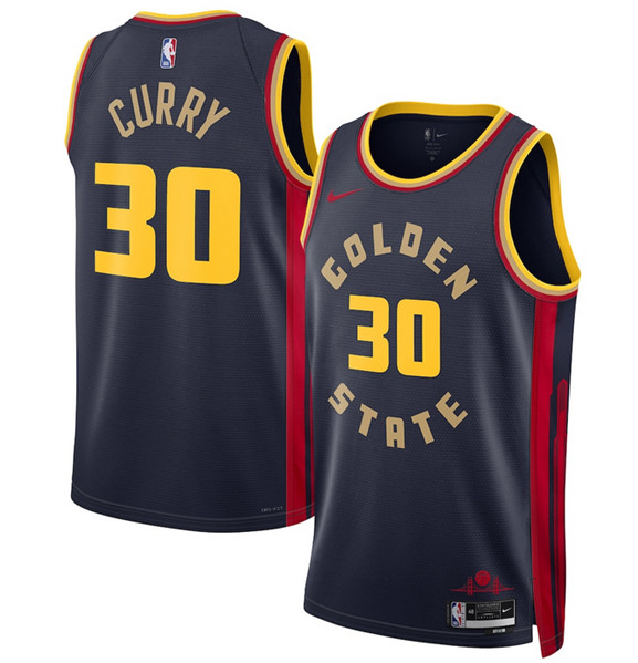 Men's Golden State Warriors #30 Stephen Curry Navy 2024 25 City Edition Swingman Stitched Basketball Jersey