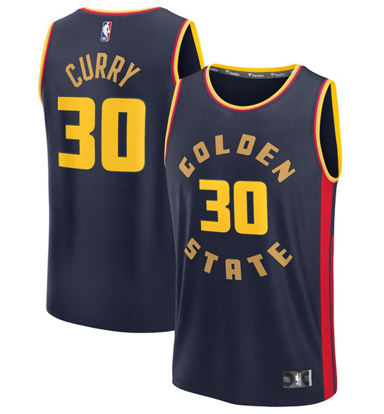 Men's Golden State Warriors #30 Stephen Curry Navy 2024 25 City Edition Stitched Basketball Jersey s