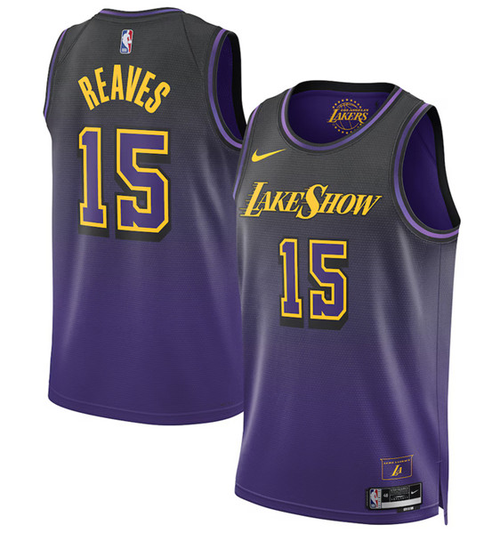 Men's Los Angeles Lakers #15 Austin Reaves Purple 2024 25 City Edition Swingman Stitched Basketball Jersey