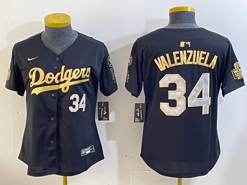 Women's Los Angeles Dodgers #17 Shohei Ohtani Black Gold 2024 World Series With Fernando Memorial Patch Limited Stitched Baseball Jersey