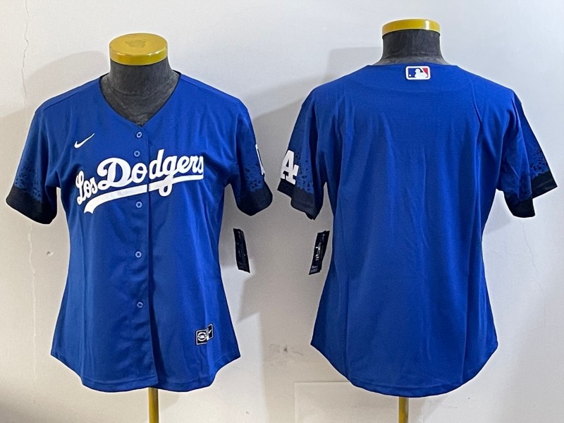 Women's Los Angeles Dodgers Blank Royal City Connect Limited Stitched Baseball Jersey