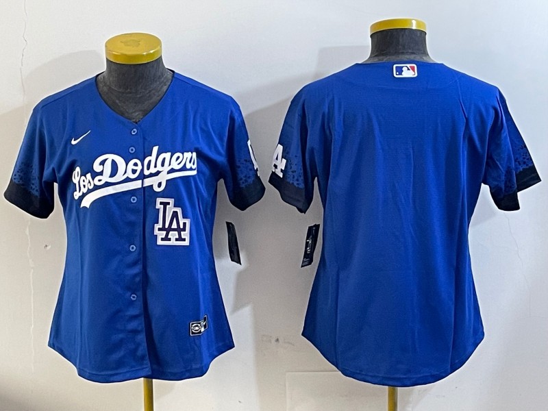 Women's Los Angeles Dodgers Blank Royal LA City Connect Limited Stitched Baseball Jersey