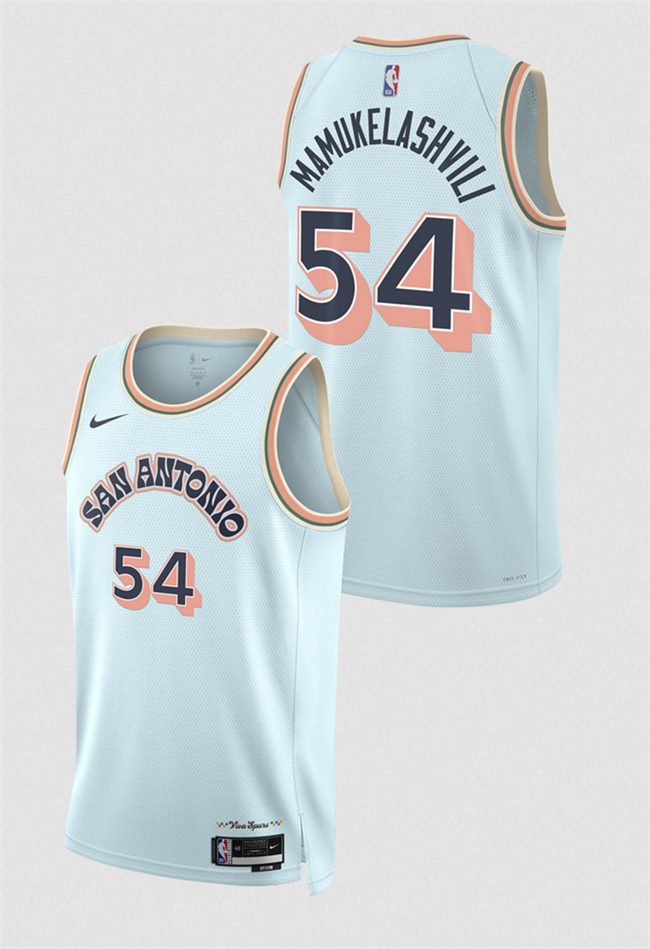 Men's San Antonio Spurs #54 Sandro Mamukelashvili Light Blue 2024_25 City Edition Stitched Basketball Jersey