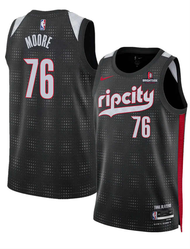 Men's Portland Trail Blazers #76 Taze Moore Black 2024_25 City Edition Edition Stitched Basketball Jersey