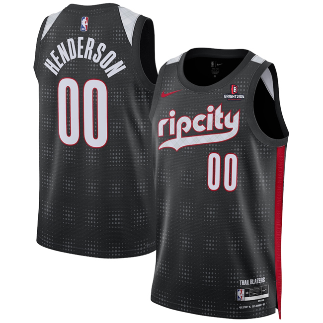 Men's Portland Trail Blazers #00 Scoot Henderson Black 2024_25 City Edition Edition Stitched Basketball Jersey