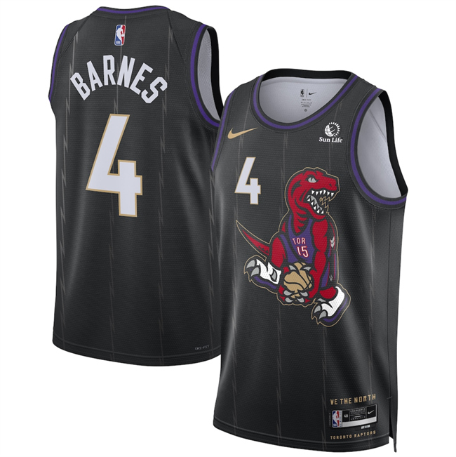 Men's Toronto Raptors #4 Scottie Barnes Black 2024_25 City Edition Stitched Basketball Jersey