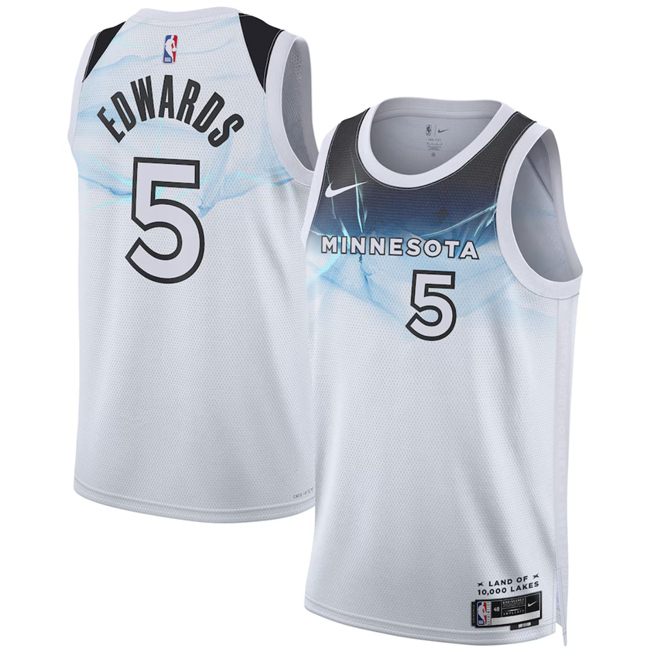 Men's Minnesota Timberwolves #5 Anthony Edwards White 2024_25 City Edition Stitched Jersey