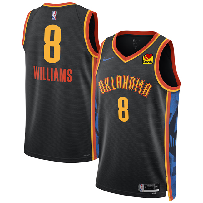 Men's Oklahoma City Thunder #8 Jalen Williams Black 2024_25 City Edition Stitched Basketball Jersey