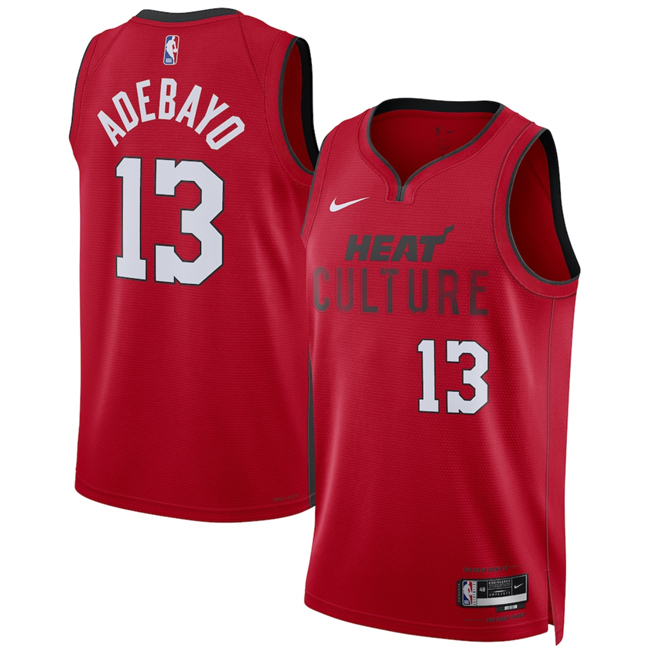 Men's Miami Heat #13 Bam Adebayo Red 2024_25 City Edition Stitched Basketball Jersey