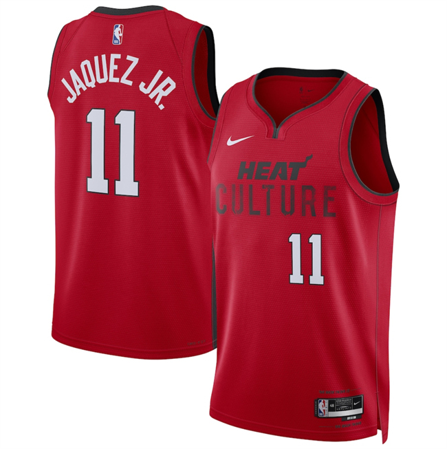 Men's Miami Heat #11 Jaime Jaquez Jr. Red 2024_25 City Edition Stitched Basketball Jersey